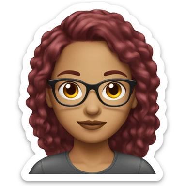 Burgundy hair , light skinned girls with glasses  sticker