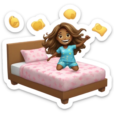 A girl Jumping in bed sticker