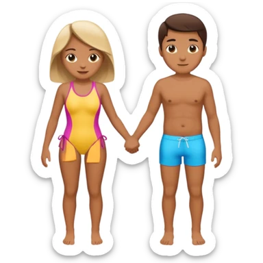 pareja en bañador, dados de la mano sticker