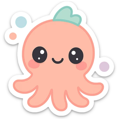 cute underwater creature, cartoon style, big eyes, friendly smile, colorful sticker