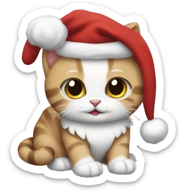 Cute Cat wearing a santa costume  sticker