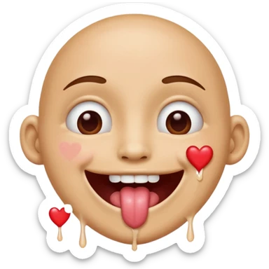 quelqu'un tres content avec des coeur a la place des yeux et de la salive qui coule de sa bouche sticker