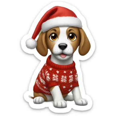 puppy wearing christmas sweater  sticker