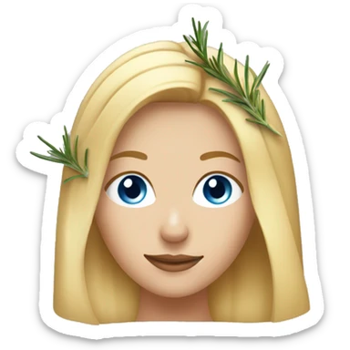 woman with blond Hair and Blue Eyes growing rosemary out of her head sticker
