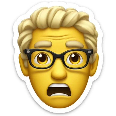 a yellow emoji with very very big glasses the emoji very angry sticker