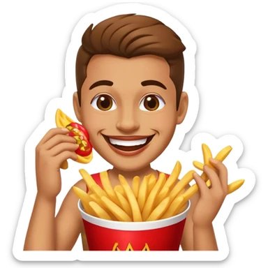winking salsa dancer eating fries sticker