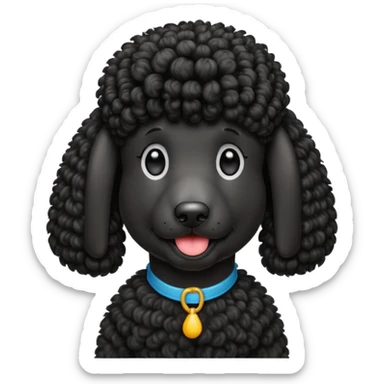 Black standard poodle with mullet emoji  sticker