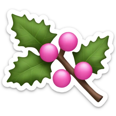 pink holly twig sticker