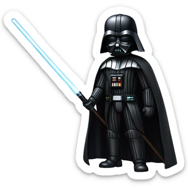 Realistic Darth Vader with a saber staff and a menacing look  sticker