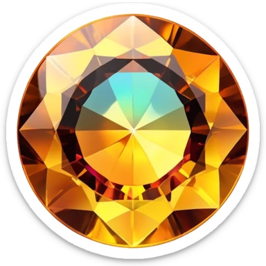 extreme up close amber round cut holographic gem with black metal accent with more holographic shine sticker