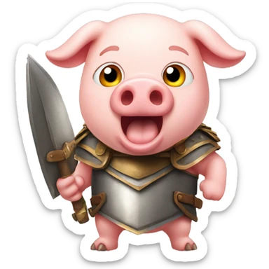 surprised pig gladiator sticker