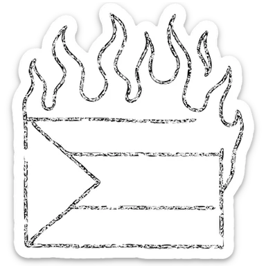 hand-drawn outline of the Palestine flag with burning effect sticker