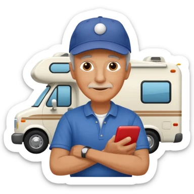 retired business guy working onrv sticker