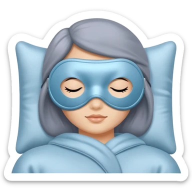 emoji of an isolated silky sleep mask, no eyes, no face, no character features, smooth satin texture with gentle shine, pastel grey-blue color, soft rounded shape, cozy winter pajama mood, soft shadows sticker