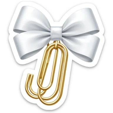 one gold paper clip with a white bow in the middle sticker