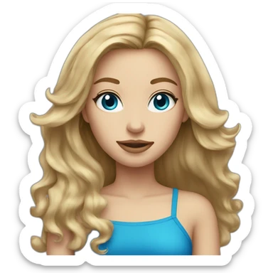Medium lenght Dirty blonde hair girl with blue eyes  sticker