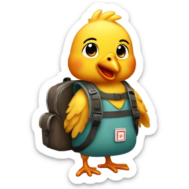 Little chicken with a bagpack sticker