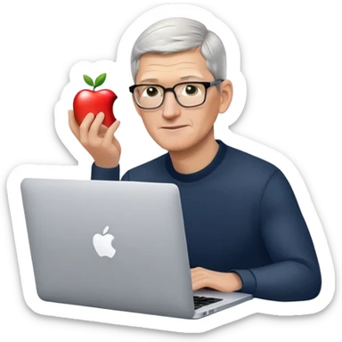 Tim Cook using a MacBook Pro. sticker