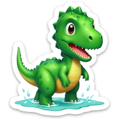 Soaking wet dinosaur sticker