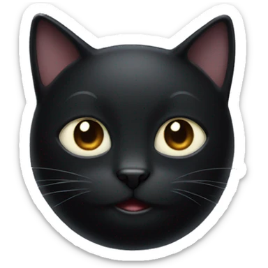 Fully black cat with a small white spot on its stomach sticker