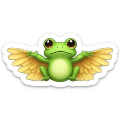 cute round frog wing angel wings sticker