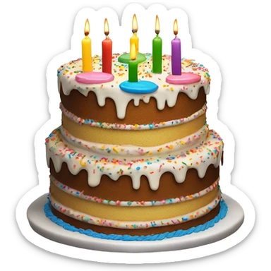 Realistic tiered colorful birthday cake  sticker