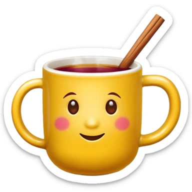 a yellow mug with steaming mulled wine without straw

 sticker