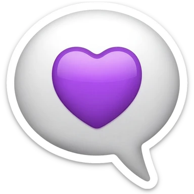 Apple-style emoji speech bubble with a purple heart inside, minimal, clean sticker