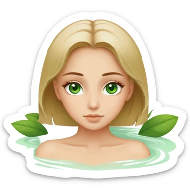 girl with green eyes and dirty blonde hair at a spa relaxing sticker