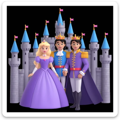 prince and princess disny dress close up photo in castle sticker