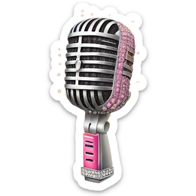 Orange and pink gradient microphone with rhinestones  sticker
