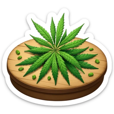Table with cannabis on it sticker