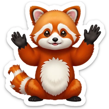Red Panda 2d bye bye cute anime style sticker