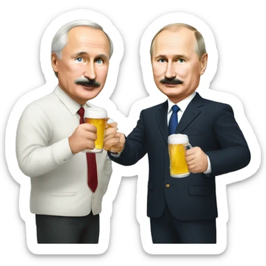 Putin drinks beer with Lukashenko sticker