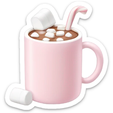 Light Pink mug of hot chocolate with marshmallows  sticker