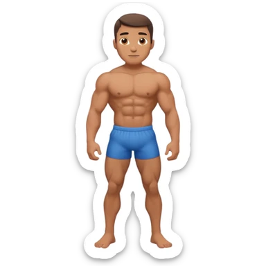 Shirtless buff guy posing but his legs are very small sticker