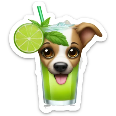 dog drinking mojito sticker