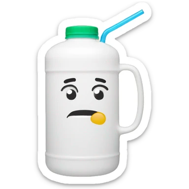 white 40 oz water container with handle and straw sticker