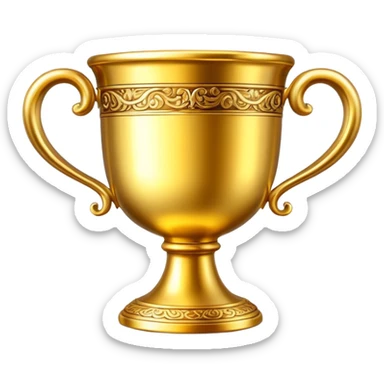 generate realistic detailed golden cup in 3d style sticker