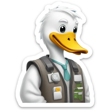humanoid duck dressed as a software engineer sticker