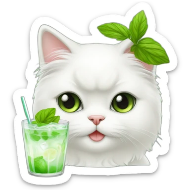 Cute white Persian cat drinking a mojito  sticker