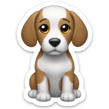 A stuffed toy dog (body is grey, head is brown, ears are long, nose is white) sticker