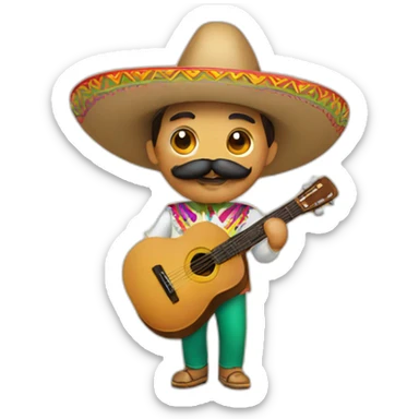 mexican with mustache and maracas sticker