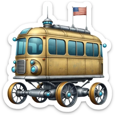  antique tall bus robotic twelve passenger Moon rover  sticker