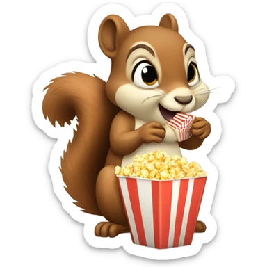 Squirrel eating Popcorn sticker