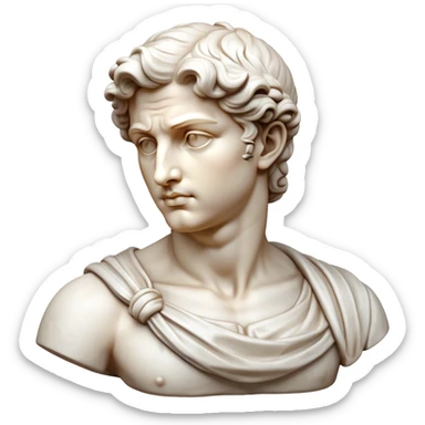 Cinematic Realistic Michelangelo's David Sculpture Emoji, depicted as a masterful Renaissance statue with idealized proportions and a serene noble expression, rendered with lifelike marble textures and soft classical lighting that captures its timeless beauty. sticker