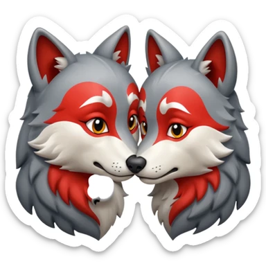 Lobo gris beso sticker