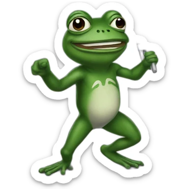 Pepe the frog holding Quebec flag sticker
