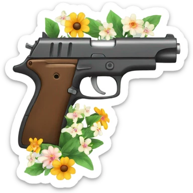 gun with flowers  sticker