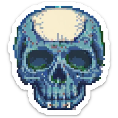 skull, pixel art style sticker